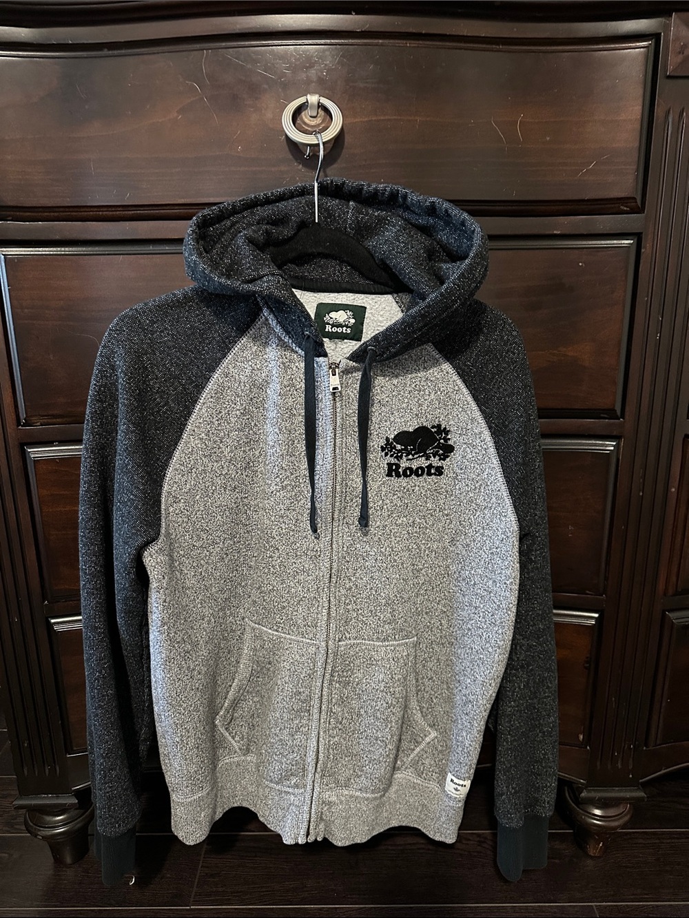 Roots Two-Tone Black and Gray Zip Hoodie